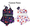 Custom Name Kiss Print Bra & Shorts Set: Playful, Personalised & Confident