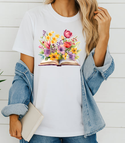 Purple & Yellow Floral Book Tee