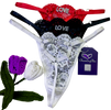 Romantic lace thong with “LOVE” charm detail. Sexy, feminine, and customizable— perfect for Valentine’s, anniversaries, or gifting.