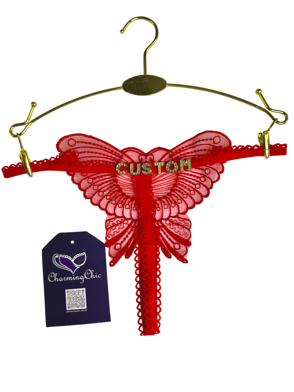 Custom Name Butterfly Lace Thong – Personalized Lingerie