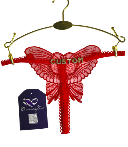 Custom Name Butterfly Lace Thong – Personalized Lingerie