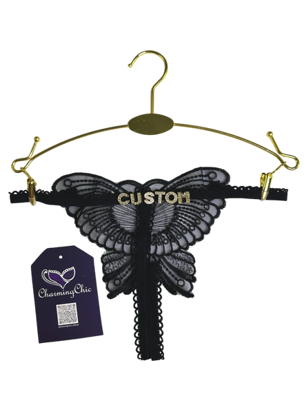 Custom Name Butterfly Lace Thong – Personalized Lingerie