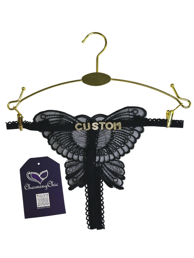 Custom Name Butterfly Lace Thong – Personalized Lingerie
