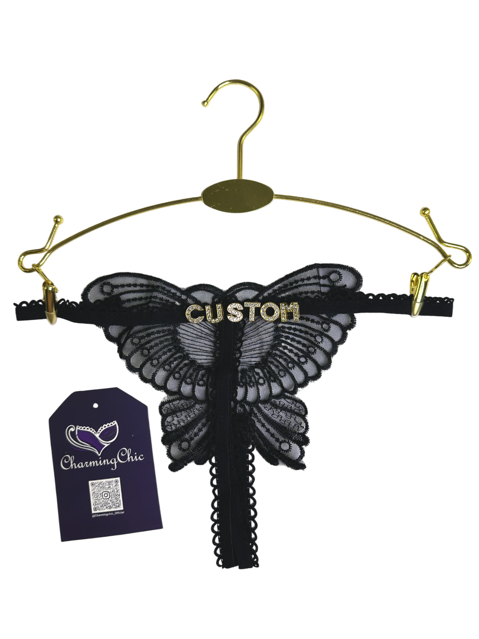 Custom Name Butterfly Lace Thong – Personalized Lingerie