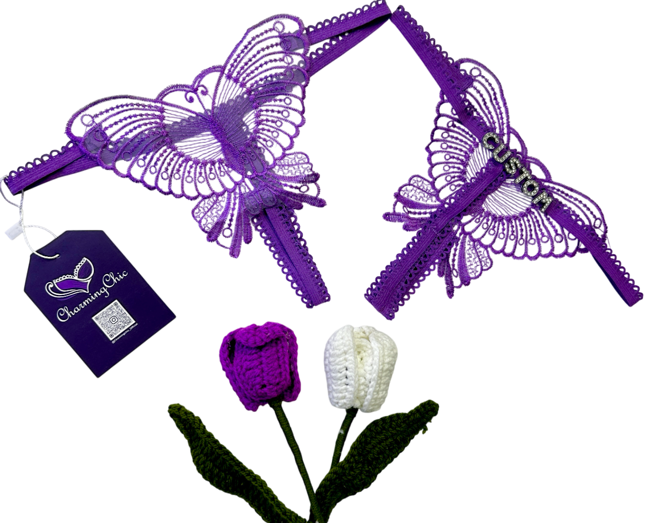 Custom Name Butterfly Lace Thong – Personalized Lingerie