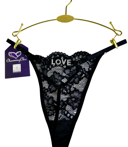 Custom Love Lace Thong – Personalized Romantic Lingerie