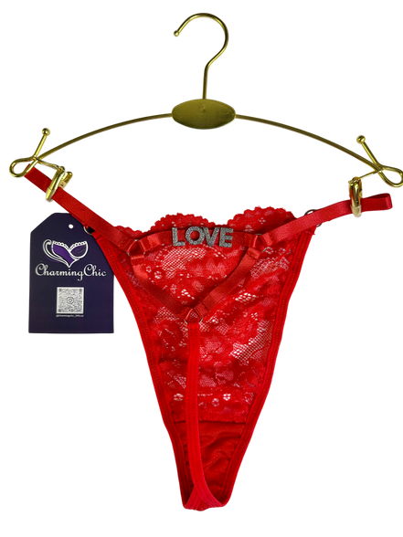Custom Love Lace Thong – Personalized Romantic Lingerie