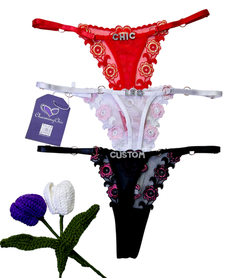 Custom Name Thong with Gold & Silver Charm