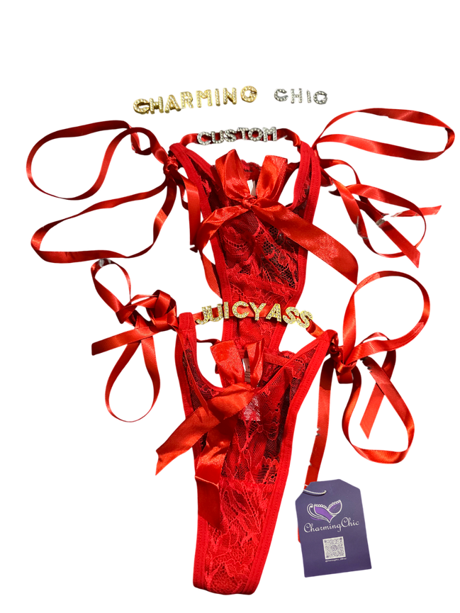 Custom Lace Ribbon Thong – Personalized Sexy Lingerie