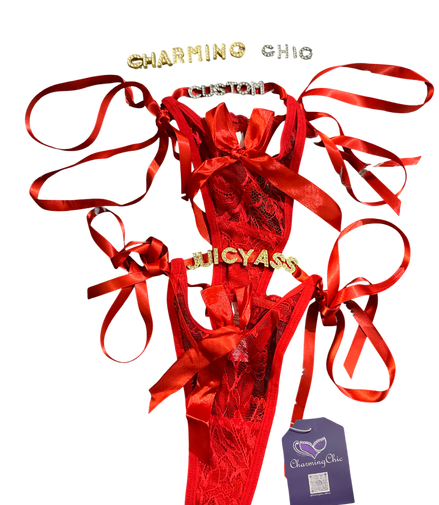 Custom Lace Ribbon Thong – Personalized Sexy Lingerie